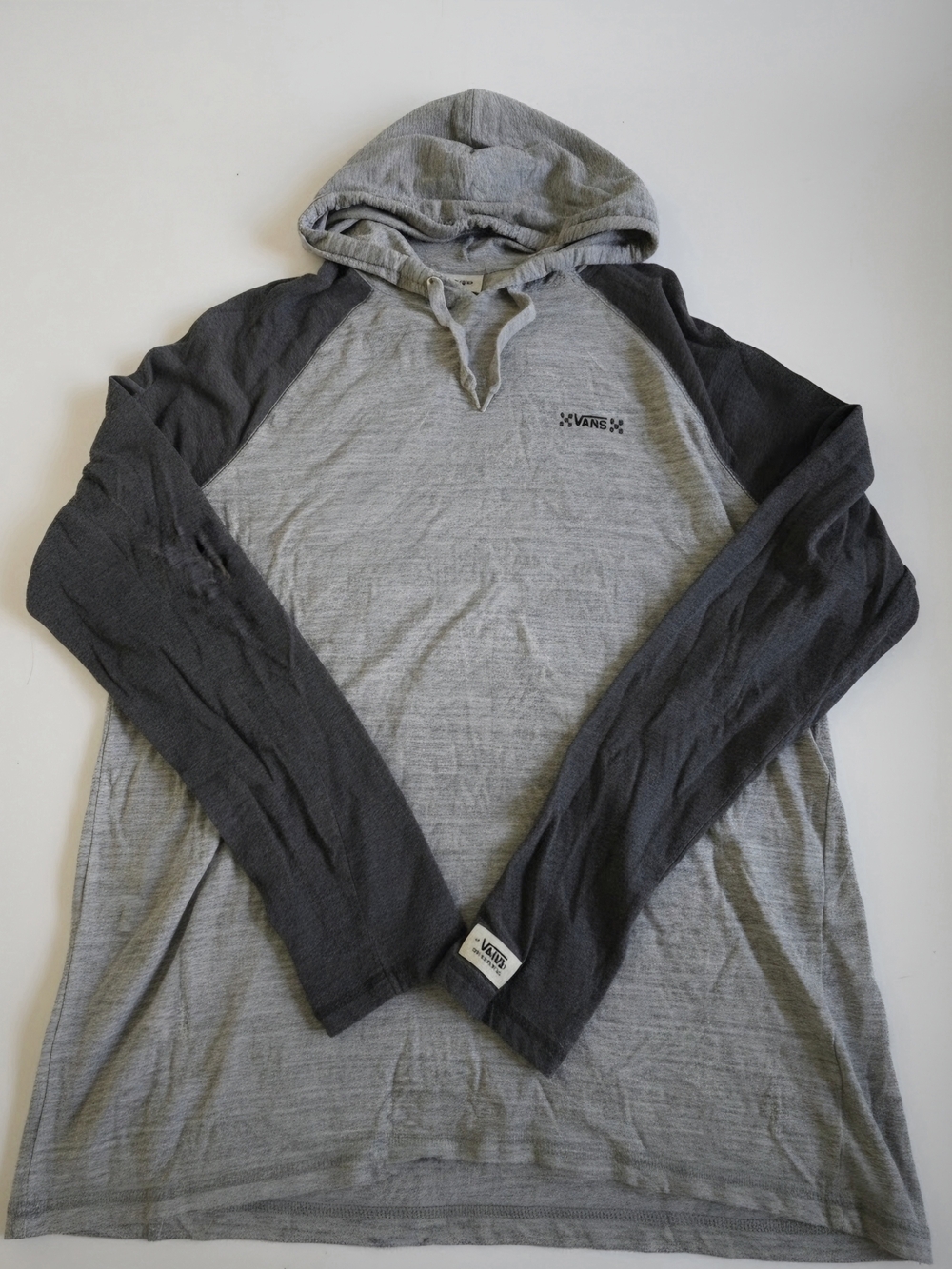 Vans Men’s Two-Tone Gray Hooded Raglan Long Sleeve